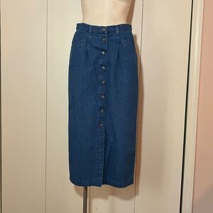 Lee Denim Maxi Skirt - SIZE 6 Long - Vintage 1980s